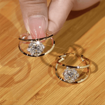 Gold Toned Double Hoop Zirconia Earrings Product Image 02