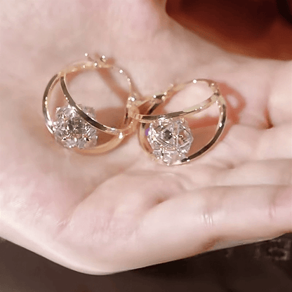 Gold Toned Double Hoop Zirconia Earrings Product Image 03