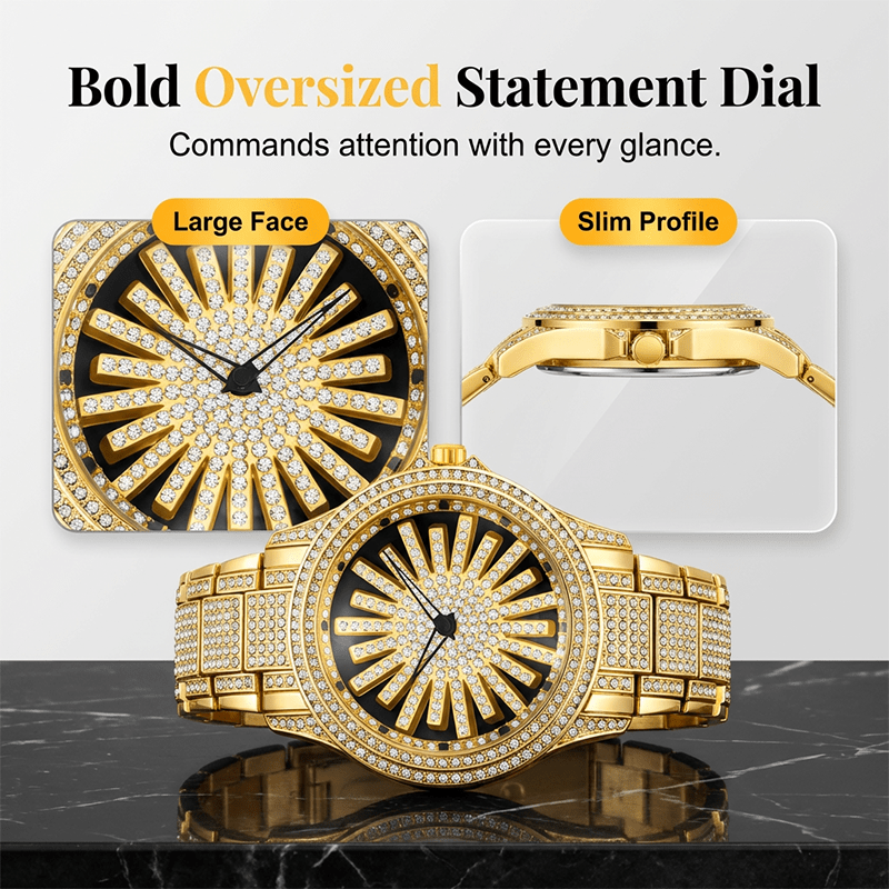 Illume Crystal Mens Quartz Watch Spinning Center Dial Product Image 03