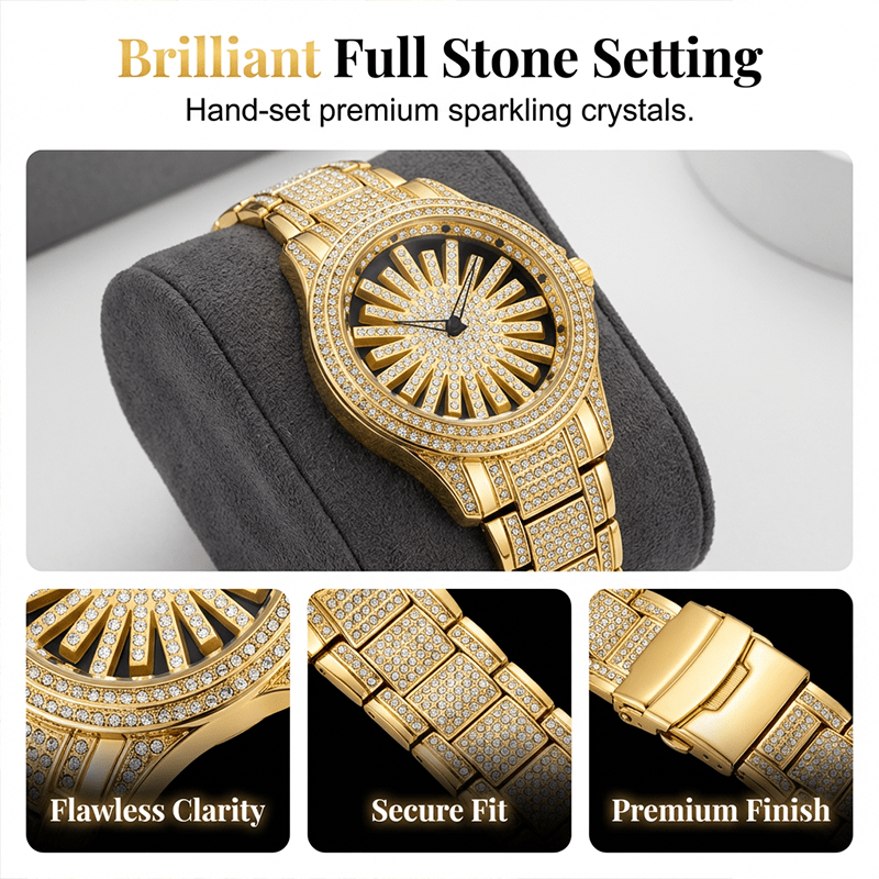 Illume Crystal Mens Quartz Watch Spinning Center Dial Product Image 04