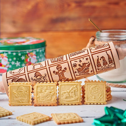 Jolly Pattern Embossed Rolling Pin Product Image 01