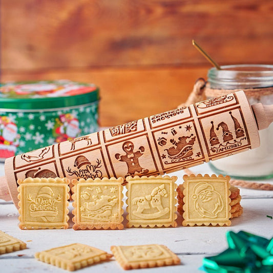 Jolly Pattern Embossed Rolling Pin Product Image 01