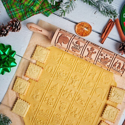 Jolly Pattern Embossed Rolling Pin Product Image 02
