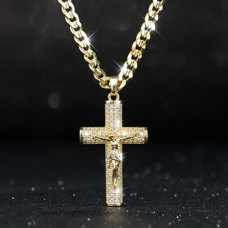 Juno Cross Pendant Necklace Gold Plated Chain Product Image 01