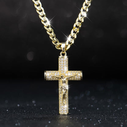 Juno Cross Pendant Necklace Gold Plated Chain Product Image 01
