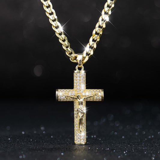 Juno Cross Pendant Necklace Gold Plated Chain Product Image 01