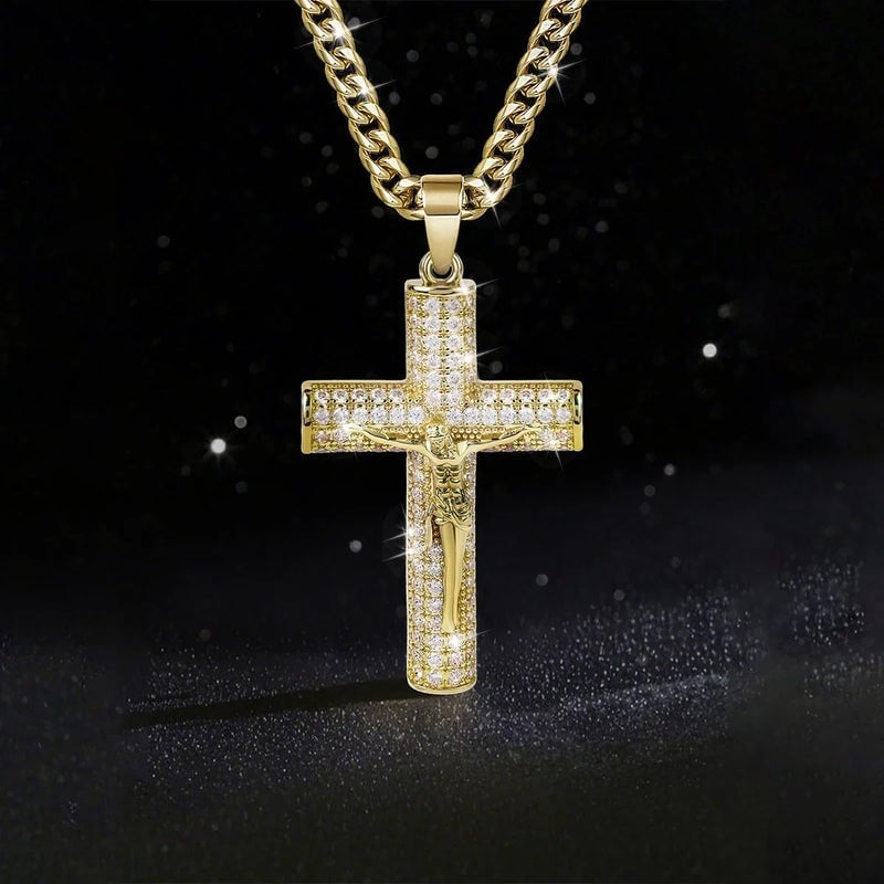 Juno Cross Pendant Necklace Gold Plated Chain Product Image 02