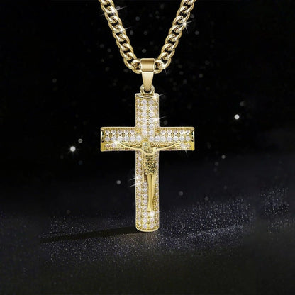 Juno Cross Pendant Necklace Gold Plated Chain Product Image 02