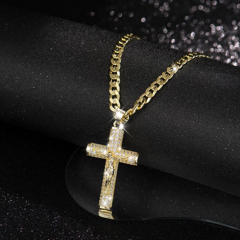 Juno Cross Pendant Necklace Gold Plated Chain Product Image 05
