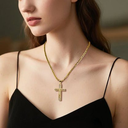 Juno Cross Pendant Necklace Gold Plated Chain Product Image 06