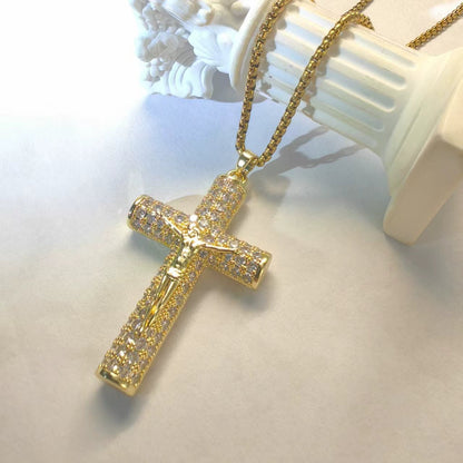 Juno Cross Pendant Necklace Gold Plated Chain Product Image 09