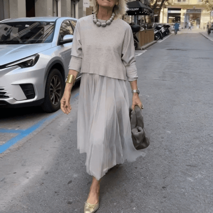 Liora Mesh Dress Set Loose Knit Top Product Image 02