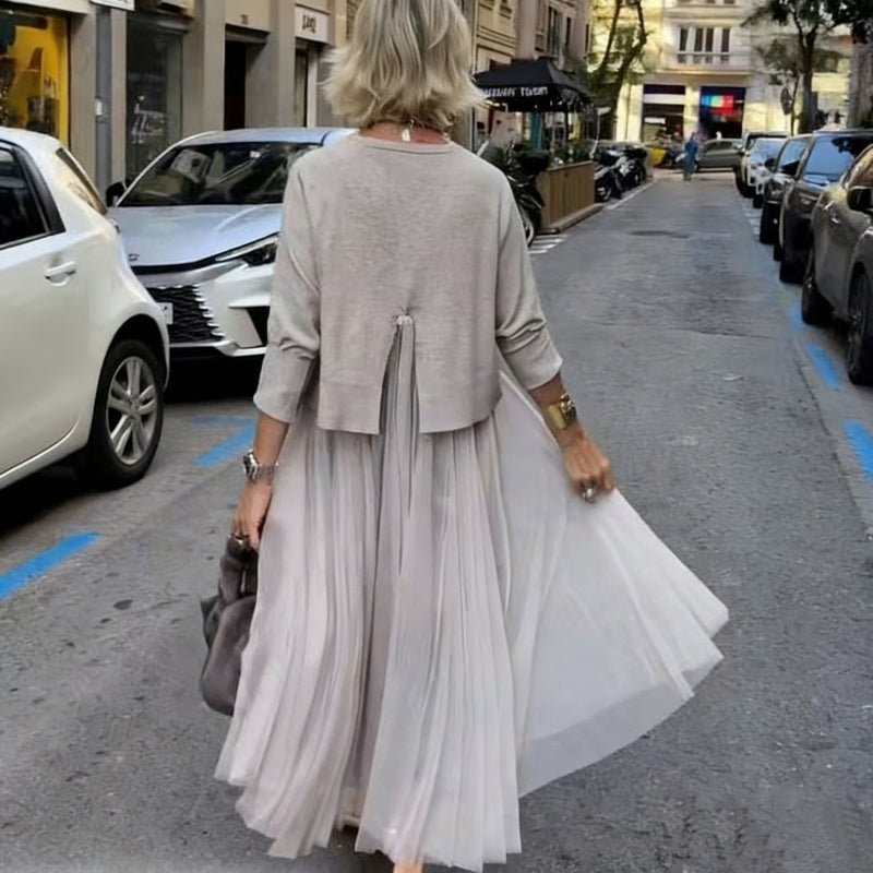 Liora Mesh Dress Set Loose Knit Top Product Image 03