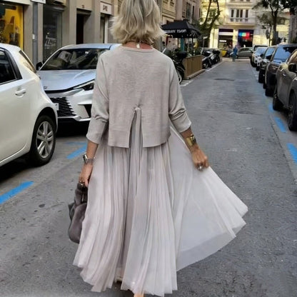 Liora Mesh Dress Set Loose Knit Top Product Image 03