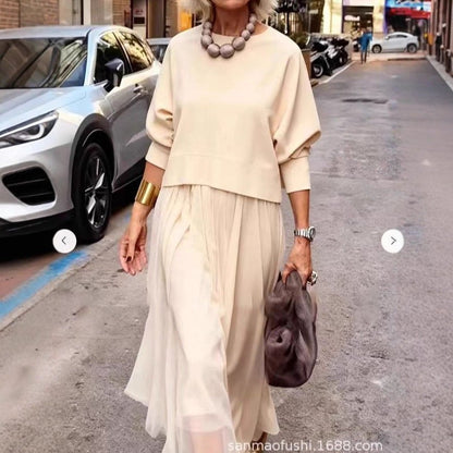 Liora Mesh Dress Set Loose Knit Top Product Image 08