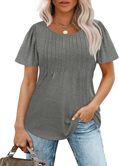 Liora Pleated Short Sleeve Scoop Neck Top Product Image 08
