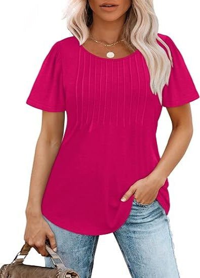Liora Pleated Short Sleeve Scoop Neck Top Product Image 12