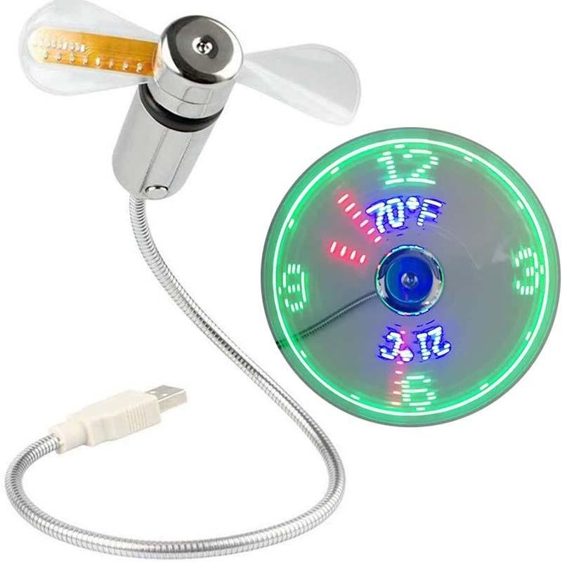 Loftair Flexible Usb Desk Fan Led Clock Temperature Readout Product Image 01