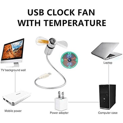 Loftair Flexible Usb Desk Fan Led Clock Temperature Readout Product Image 04