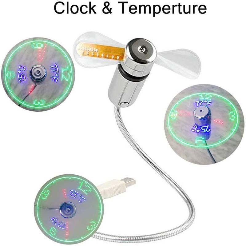 Loftair Flexible Usb Desk Fan Led Clock Temperature Readout Product Image 05
