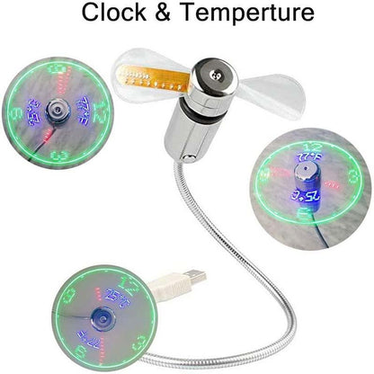 Loftair Flexible Usb Desk Fan Led Clock Temperature Readout Product Image 05