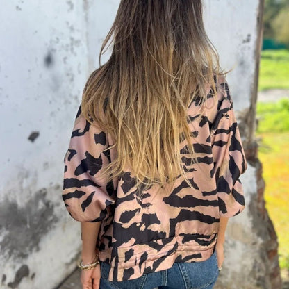 Luna Zebra Print Zip Bomber Jacket Product Image 05