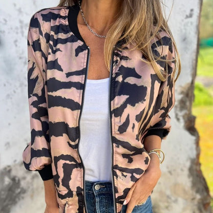 Luna Zebra Print Zip Bomber Jacket Product Image 06