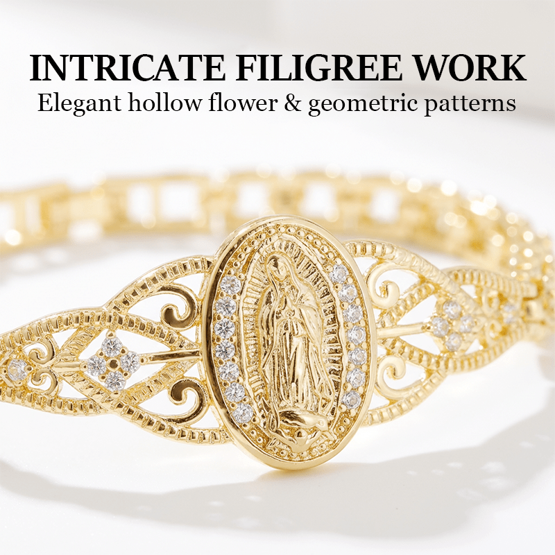 Marian Medallion Gold Tone Filigree Bracelet Product Image 04