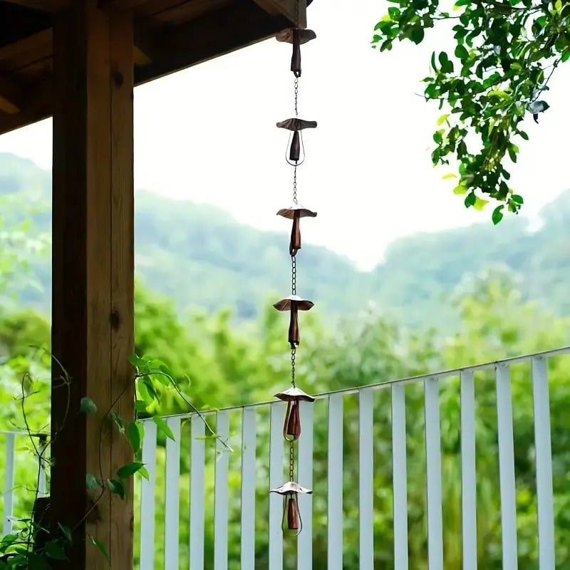 Meadow Mushroom Rain Chain Iron Gutter Guide Product Image 02