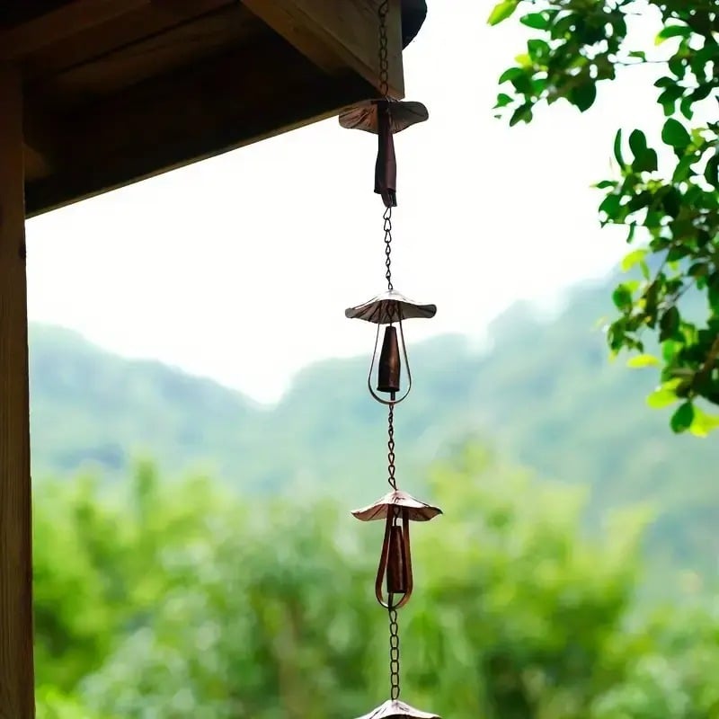 Meadow Mushroom Rain Chain Iron Gutter Guide Product Image 03