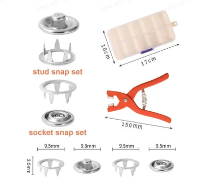 Mender Snap Fastener Pliers Kit Silver Metal Buttons Product Image 08