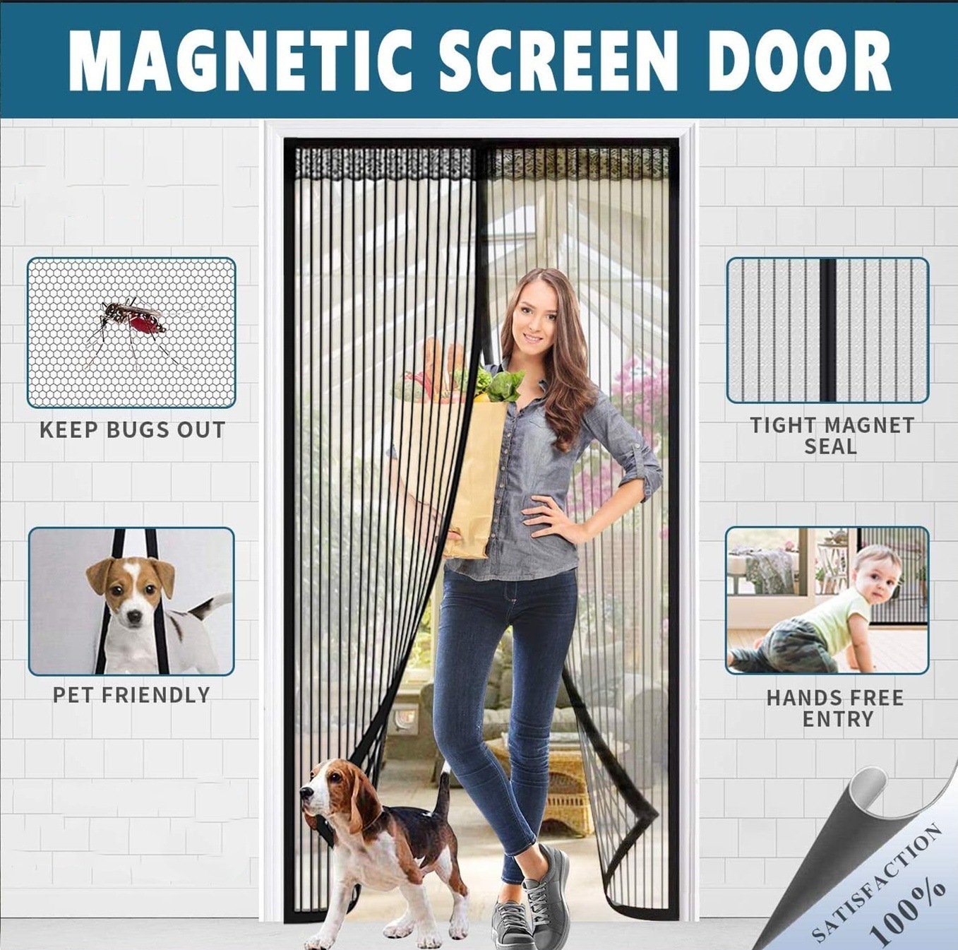 Mira Magnetic Mesh Door Screen Bug Barrier Product Image 01