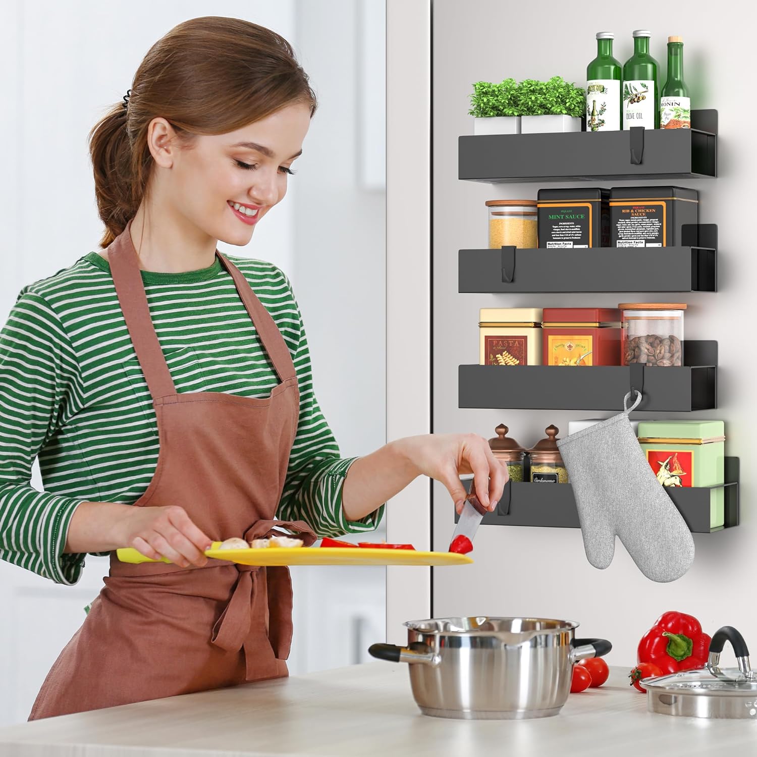 Mira Steel Spice Organizer Fridge Side Rack Product Image 09