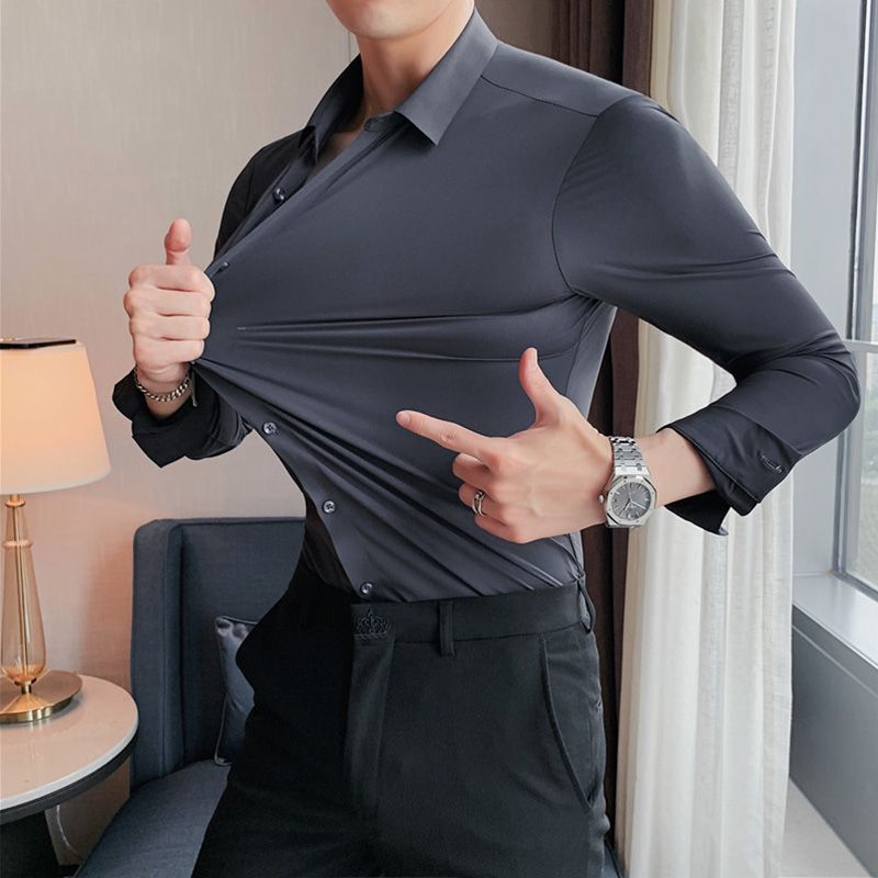 Modern Stretch Dress Shirt Wrinkle Resistant Business Style Product Image 02