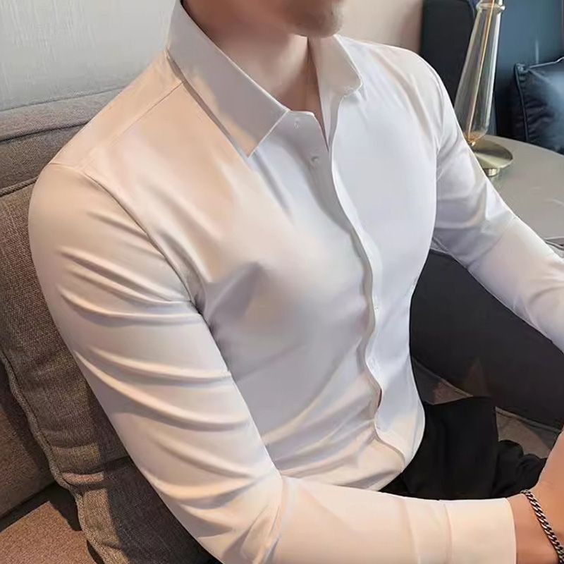 Modern Stretch Dress Shirt Wrinkle Resistant Business Style Product Image 03