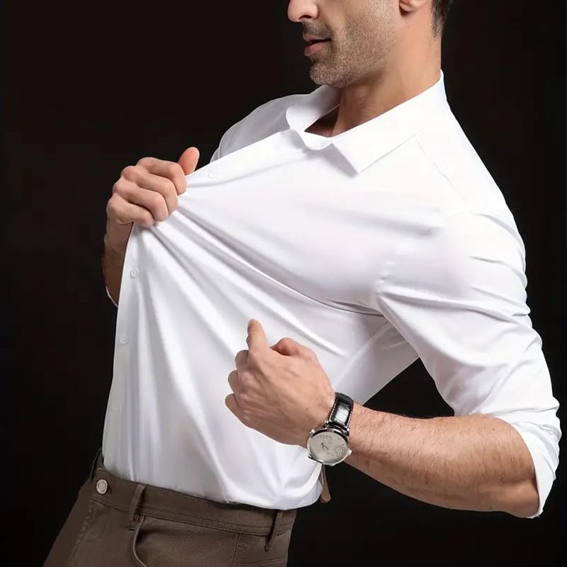 Modern Stretch Dress Shirt Wrinkle Resistant Business Style Product Image 04