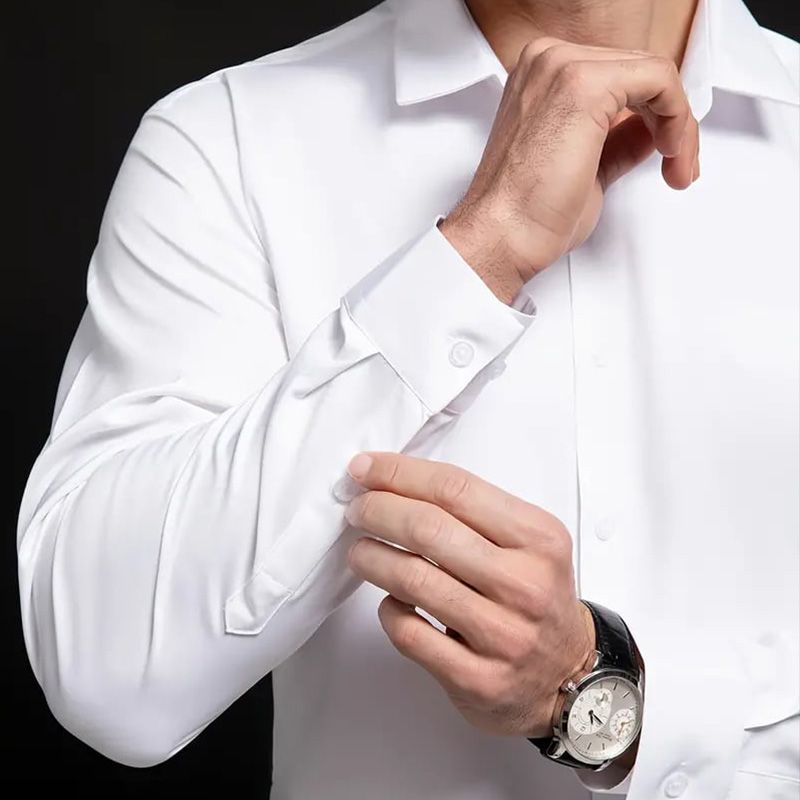 Modern Stretch Dress Shirt Wrinkle Resistant Business Style Product Image 07
