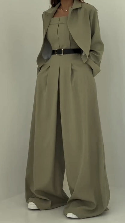 Monroe Three Piece Blazer Set Wide Leg Pants Product Image 07