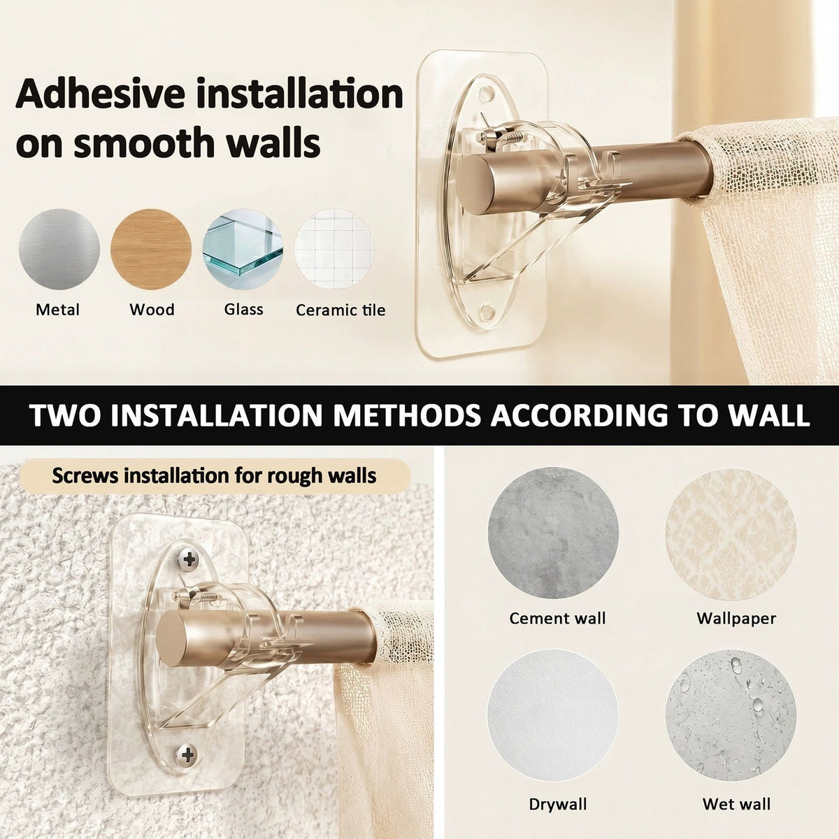 No Drill Curtain Rod Brackets Product Image 04
