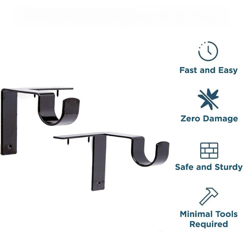 No Drill Metal Curtain Rod Brackets Product Image 02