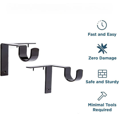 No Drill Metal Curtain Rod Brackets Product Image 02