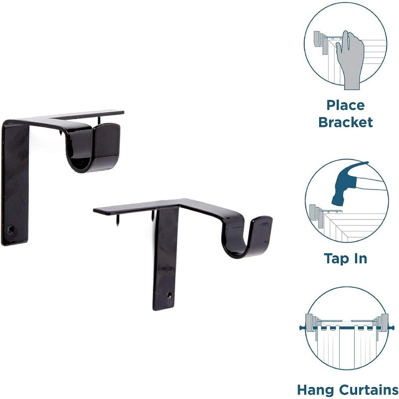 No Drill Metal Curtain Rod Brackets Product Image 03