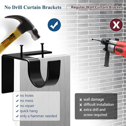 No Drill Metal Curtain Rod Brackets Product Image 05