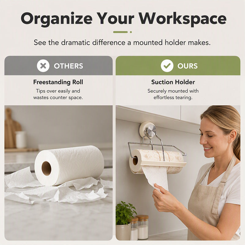 No Drill Suction Paper Towel Holder Product Image 09