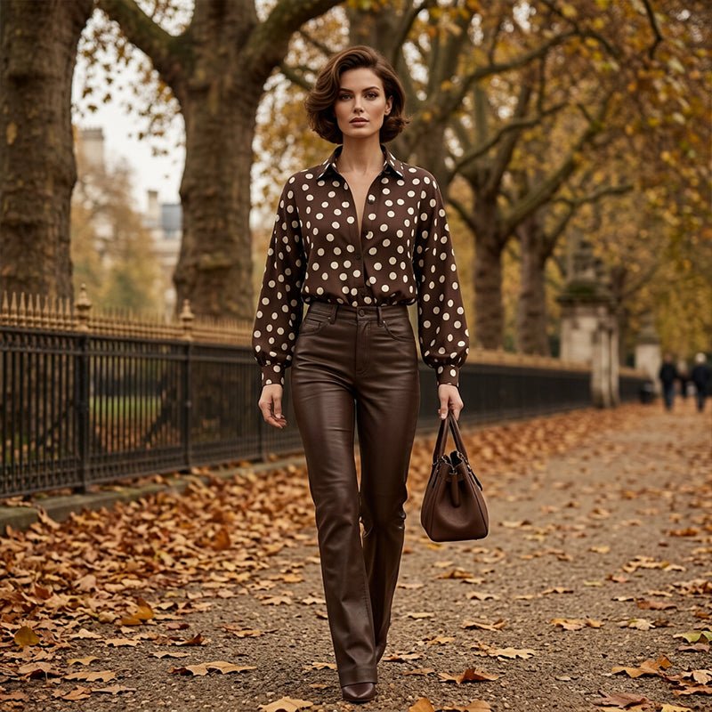 Pippa Dot Button Down Blouse Lightweight Relaxed Fit Product Image 06