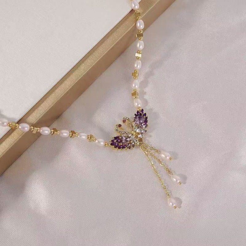 Plum Swan Heart Pendant Necklace Product Image 03