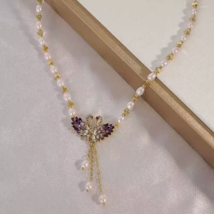 Plum Swan Heart Pendant Necklace Product Image 05