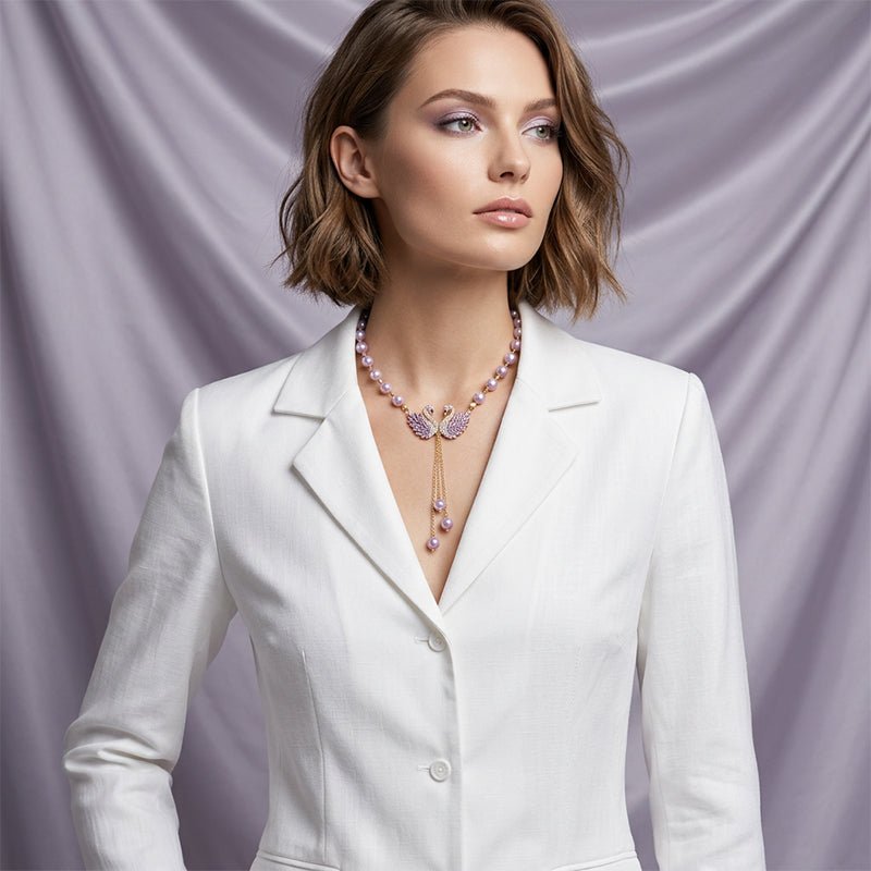 Plum Swan Heart Pendant Necklace Product Image 07