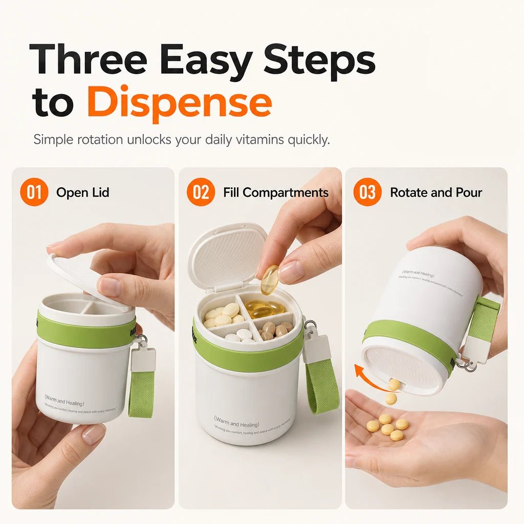 Pocket Pill Organizer Rotating Four Compartments Product Image 09