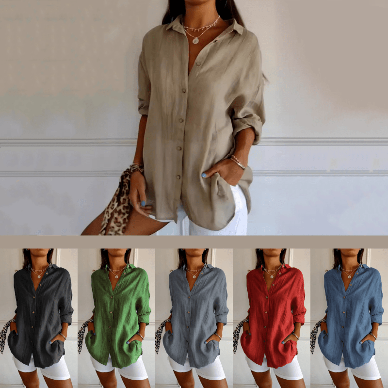 Prisma Pleated Plus Size Lapel Shirt Product Image 06